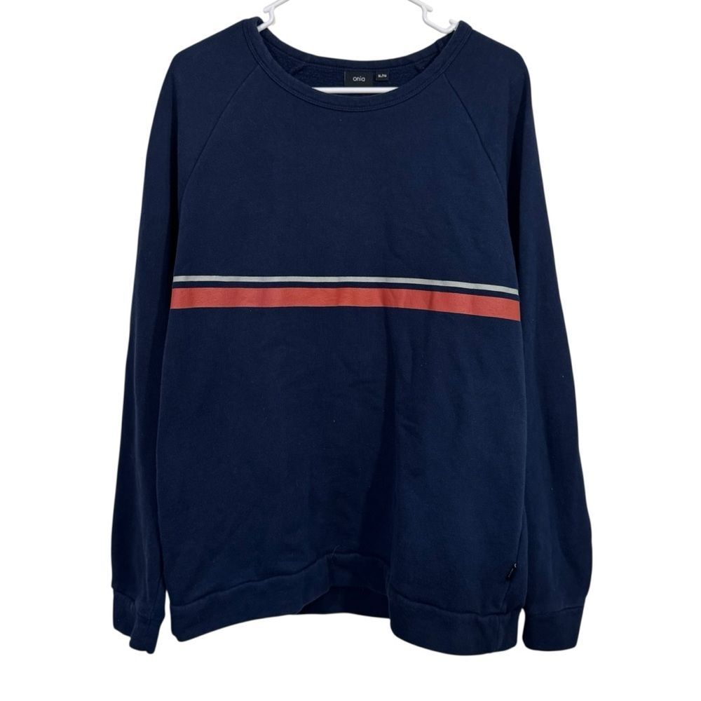 Onia Dave Raglan Sleeve Navy Crew Neck Sweatshirt